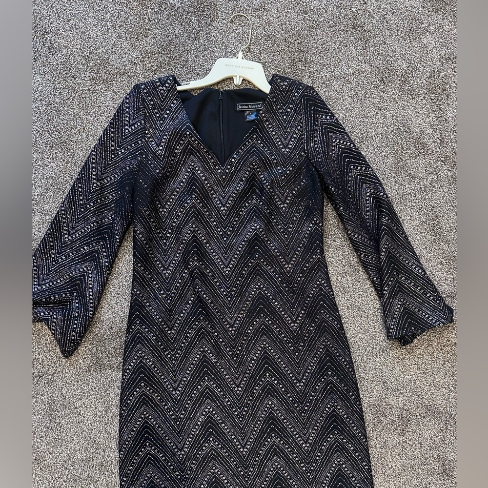 Jessica Howard Black and Silver Glitter Dress